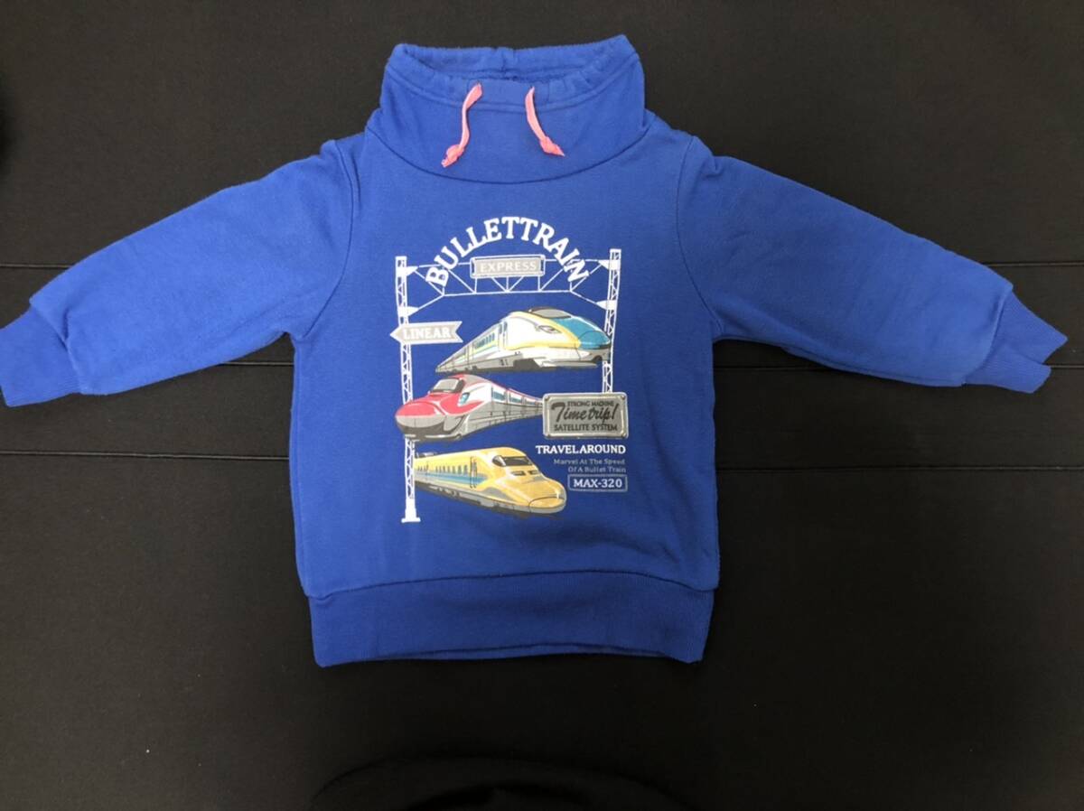 正規品 マザウェイズ 104cm 新幹線 裏起毛トレーナー 長袖 トップス こまち かがやき ドクターイエロー 緑 ハイネック 100cm 青 ブルー拍卖