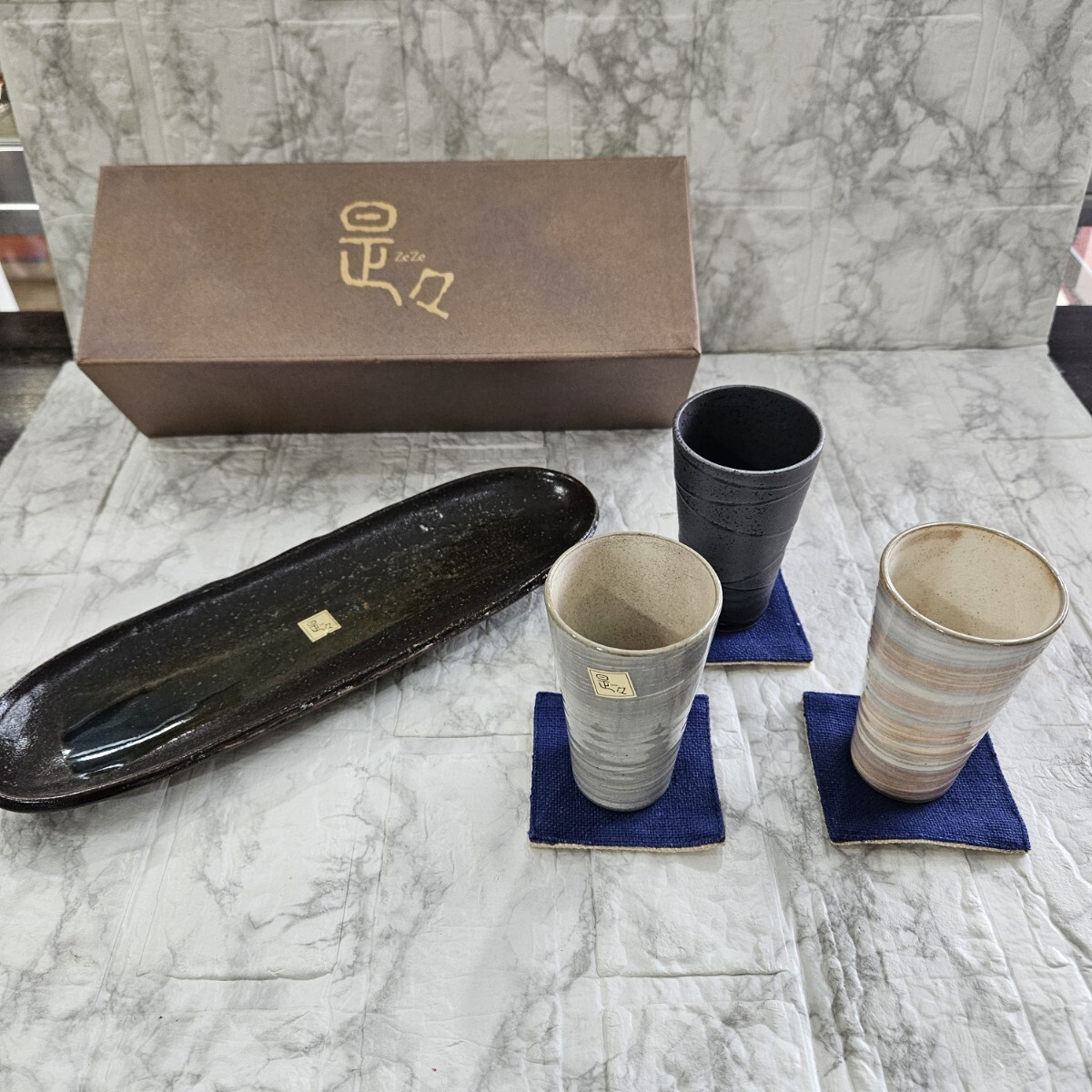 【未使用】 タンブラー スナックセット 是々 湯飲み 3客 カップ 食器 コレクション拍卖