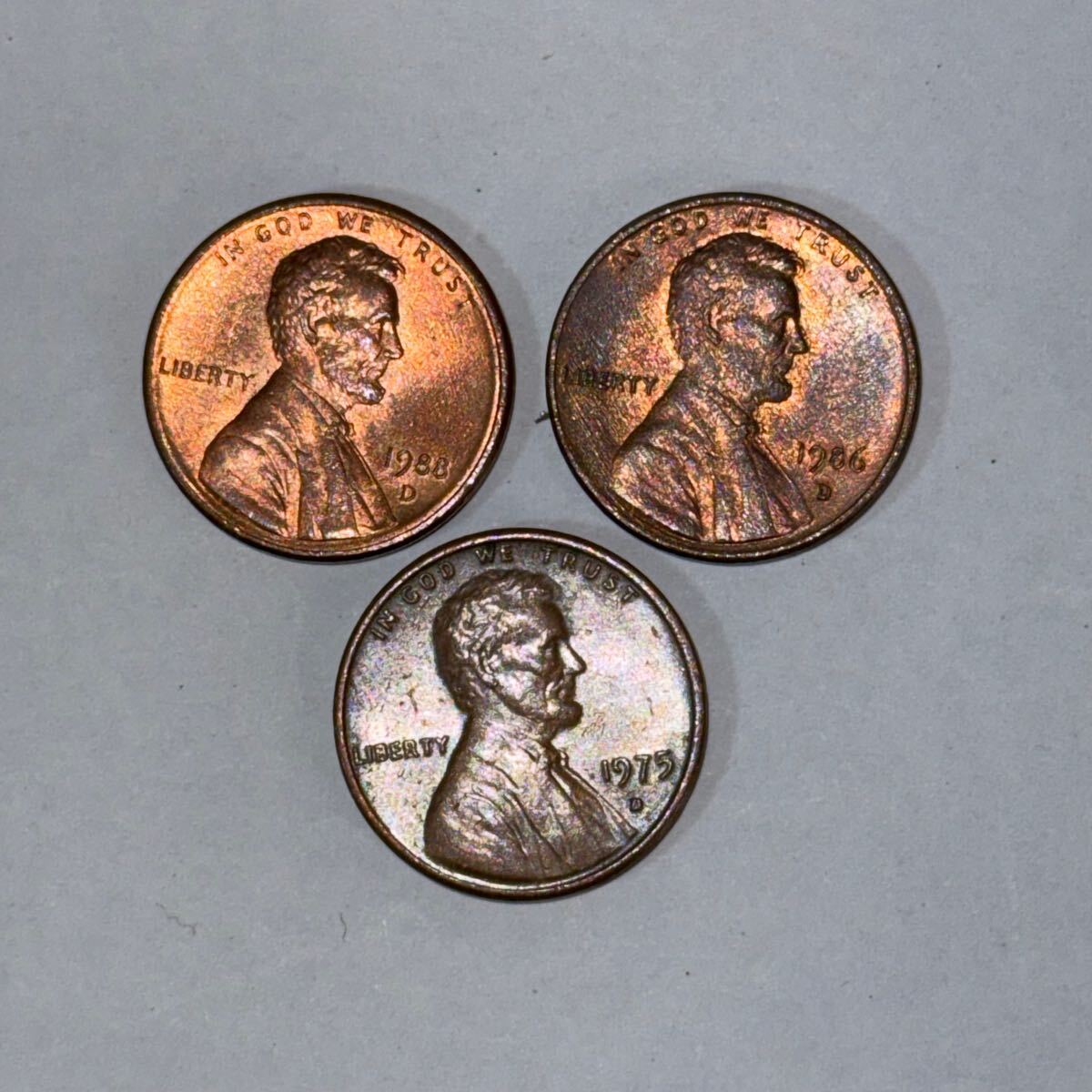 アメリカ合国 リンカーン 1セント硬貨 貨幣芸術 1988 1986 1975 アメリカ合衆国 貨幣 コレクション整理 長期保管品 C5茶2f R71016s拍卖