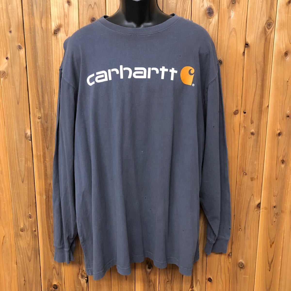 carhartt*ORIGINAL FIT カーハート メンズ2XL 長袖Tシャツ ロンT トップス ビッグロゴ プリント アメカジ USA古着 大きいサイズ拍卖