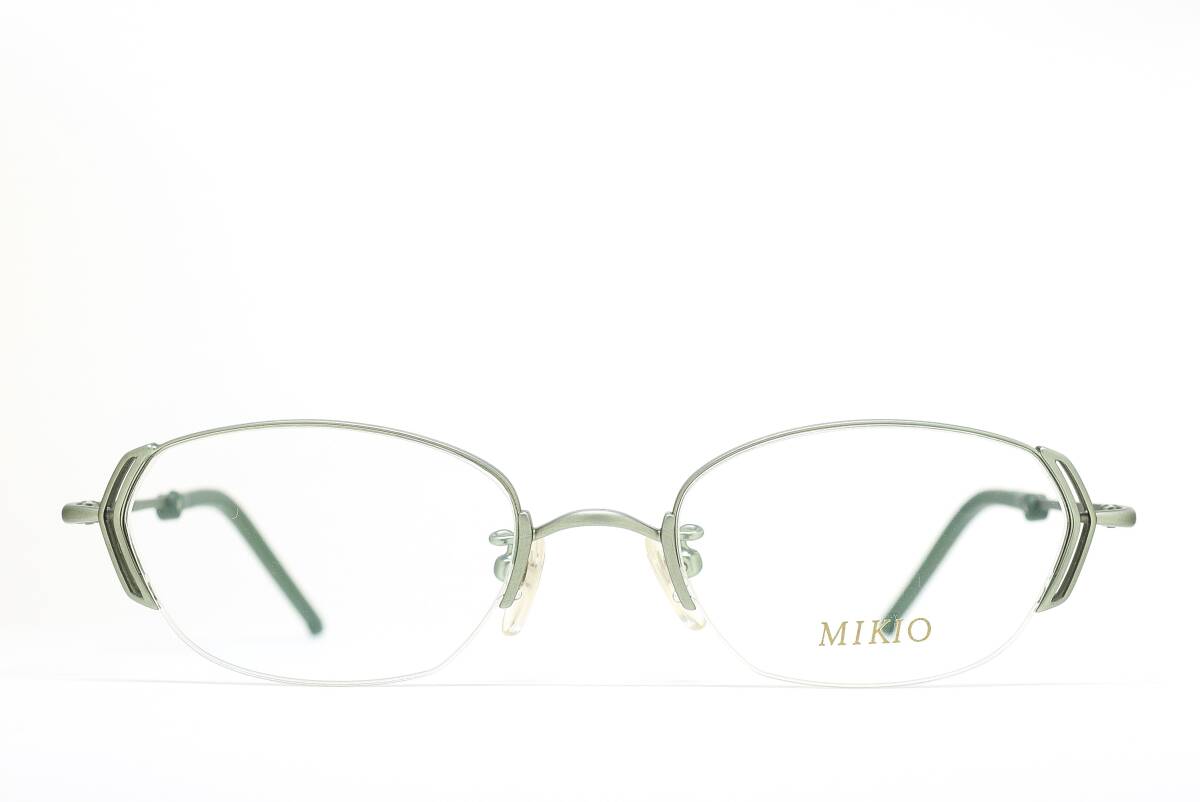 デッドストック MIKIO MK1010 C860 50-19 ハーフリム メガネ サングラス フレーム 日本製 マットライトグリーン拍卖