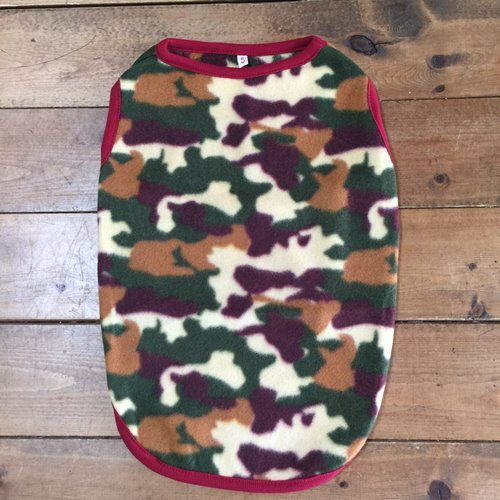 5号★送料無料・ネコポス便★昭和レトロ 赤ふちの迷彩 薄手フリース拍卖