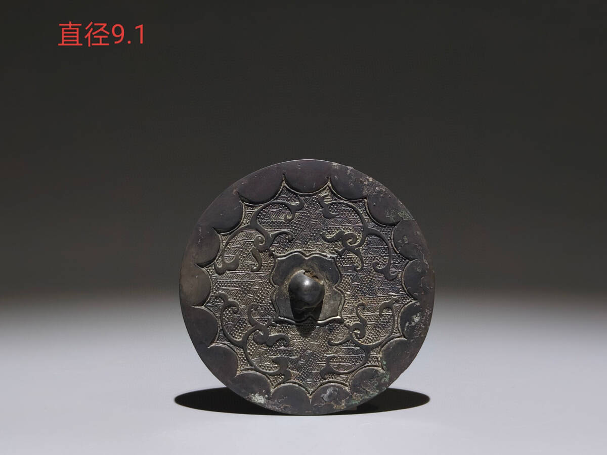 『戰・青銅器彫・四鳳紋・鏡・銅鏡・副葬品』極細工 置物古賞物 中国古玩 中国古美術拍卖