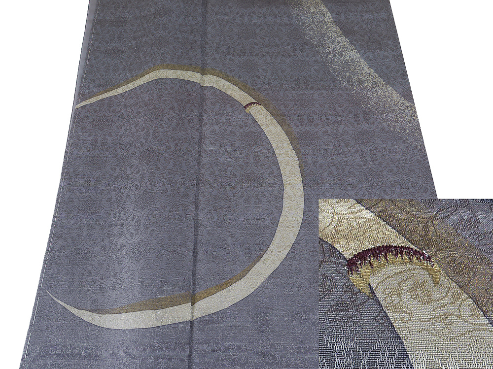 【京かんざし】b-453★訪問着 お召 刺繍入り 金通し 躾糸付未着用身丈166 cm裄丈66 cm★即決送料無料!拍卖