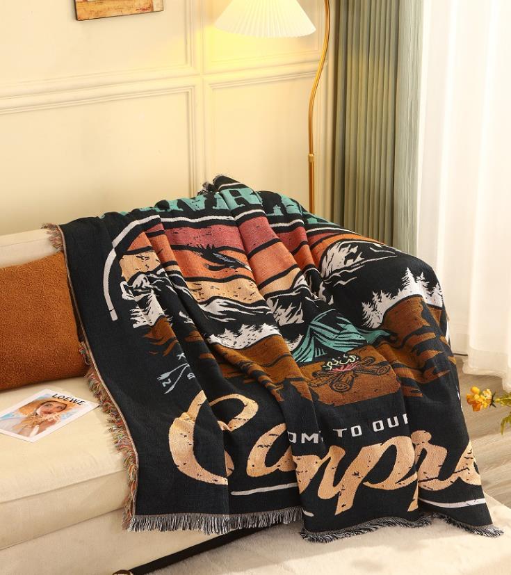 欧米風個性的ソファカバー マルチカバーフリンジ付き 毛布 ブランケットベッド 洗える 四季通用多機能 90*90cm x240拍卖