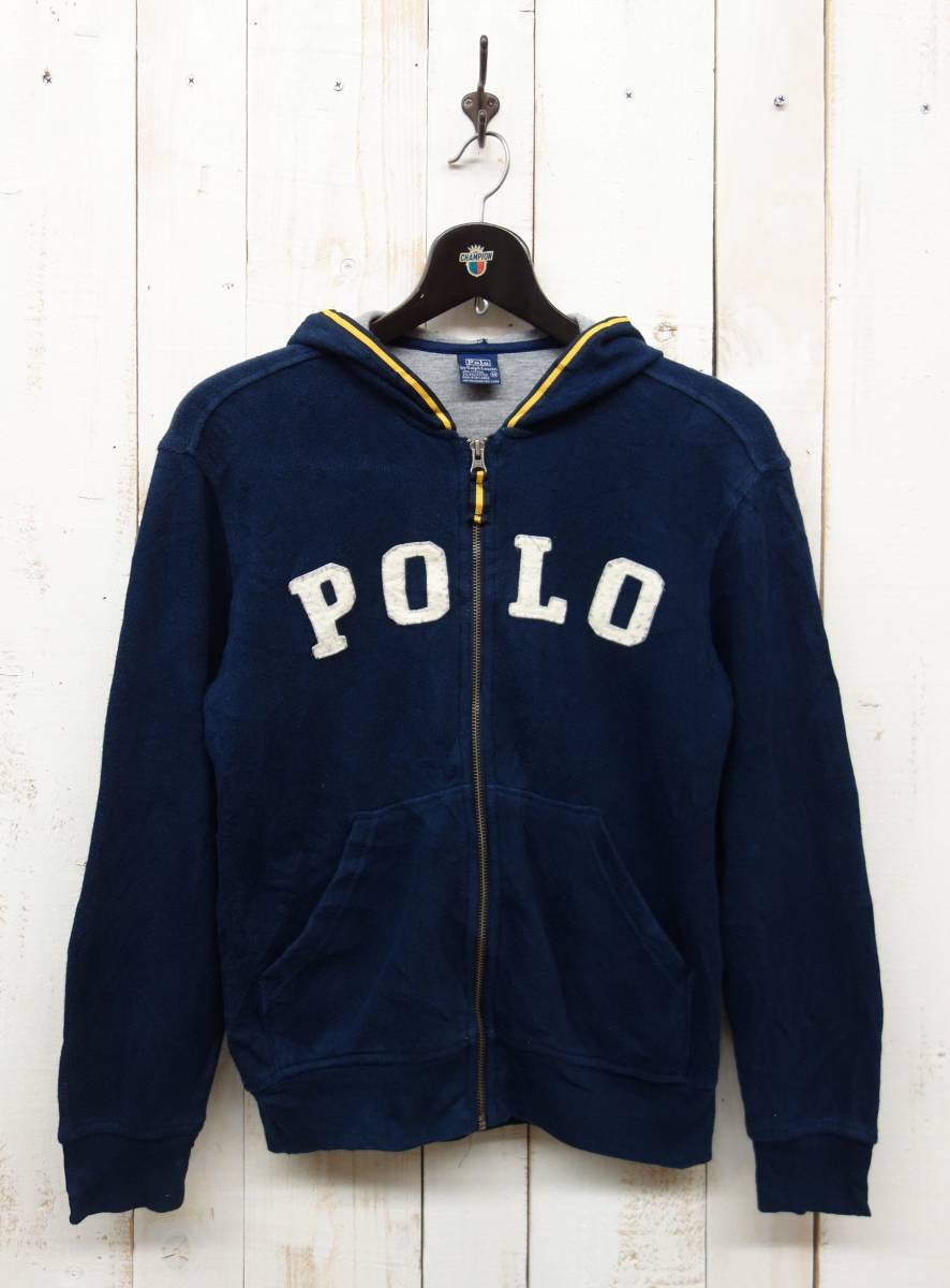 RETRO レトロ古着 *POLO BY RALPH LAUREN ポロ ラルフローレン *フルジップスウエットパーカー *アップリケロゴ *レジメンテープ拍卖