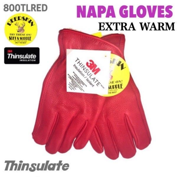 送料無料★ NAPA GLOVES ナパ 鹿革 冬用 シンサレート グローブ 800TL RED-S レッド 赤 EXTRA WARM 裏地付 ディアスキン レディース対応拍卖