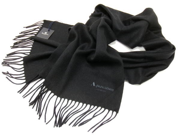 新品★Aquascutum★アクアスキュータム★イタリア製 カシミヤ100%マフラー★ブラック拍卖