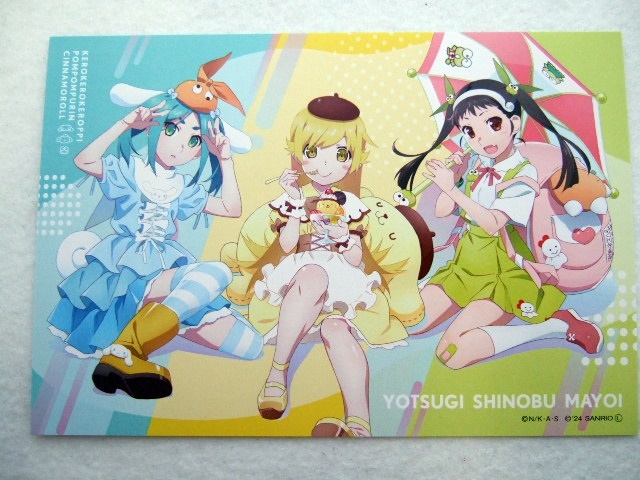 物語シリーズ× サンリオキャラクターズ ポストカード 斧乃木余接 シナモロール 忍野忍 ポムポムプリン 八九寺真宵 241210 POPUP SHOP 残4拍卖