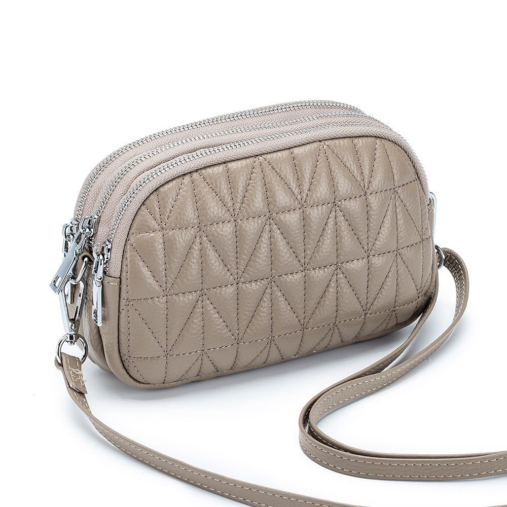 値下げ 本革仕様 オシャレショルダー バッグ マルチポーチ 軽くて使いやすいバッグ グレー拍卖