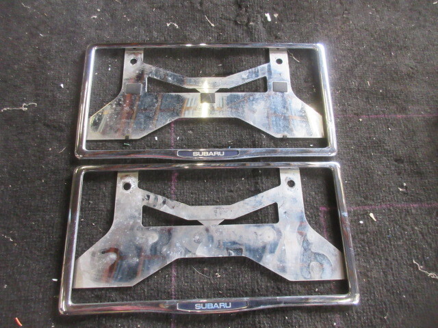 ★⑦R6G8719 スバル 純正ナンバーフレーム メッキタイプ 修理やストック等に ナンバー枠拍卖
