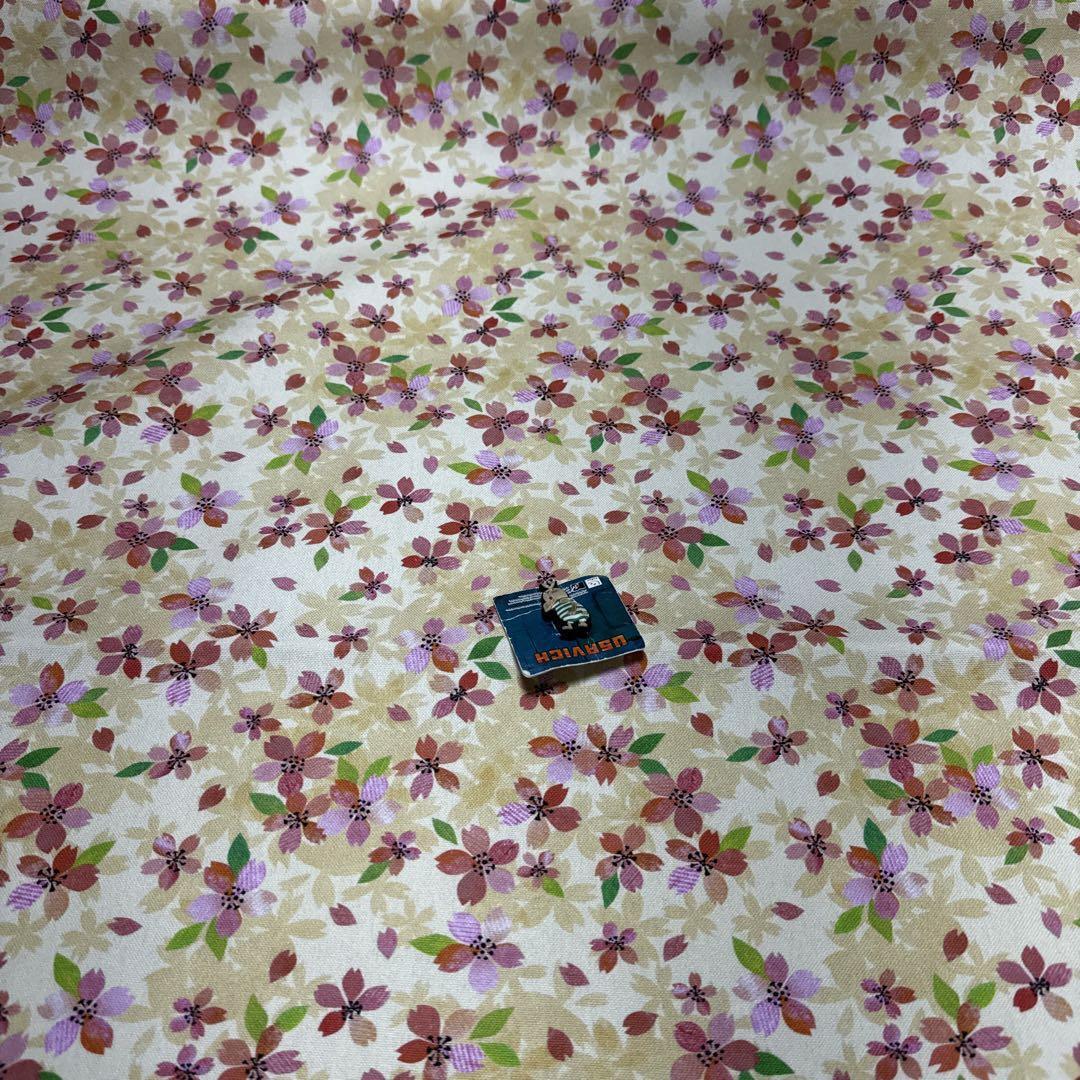 布地生地1m no2633サクラ柄キャンバス薄黄色拍卖