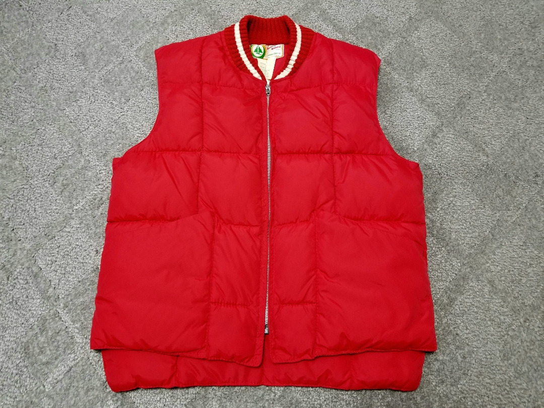 美品 70s~ CANADA製 WOODS “rough rider” ダウンベスト M 赤白 カナダ製 アウトドアウェア ビンテージ アウター拍卖