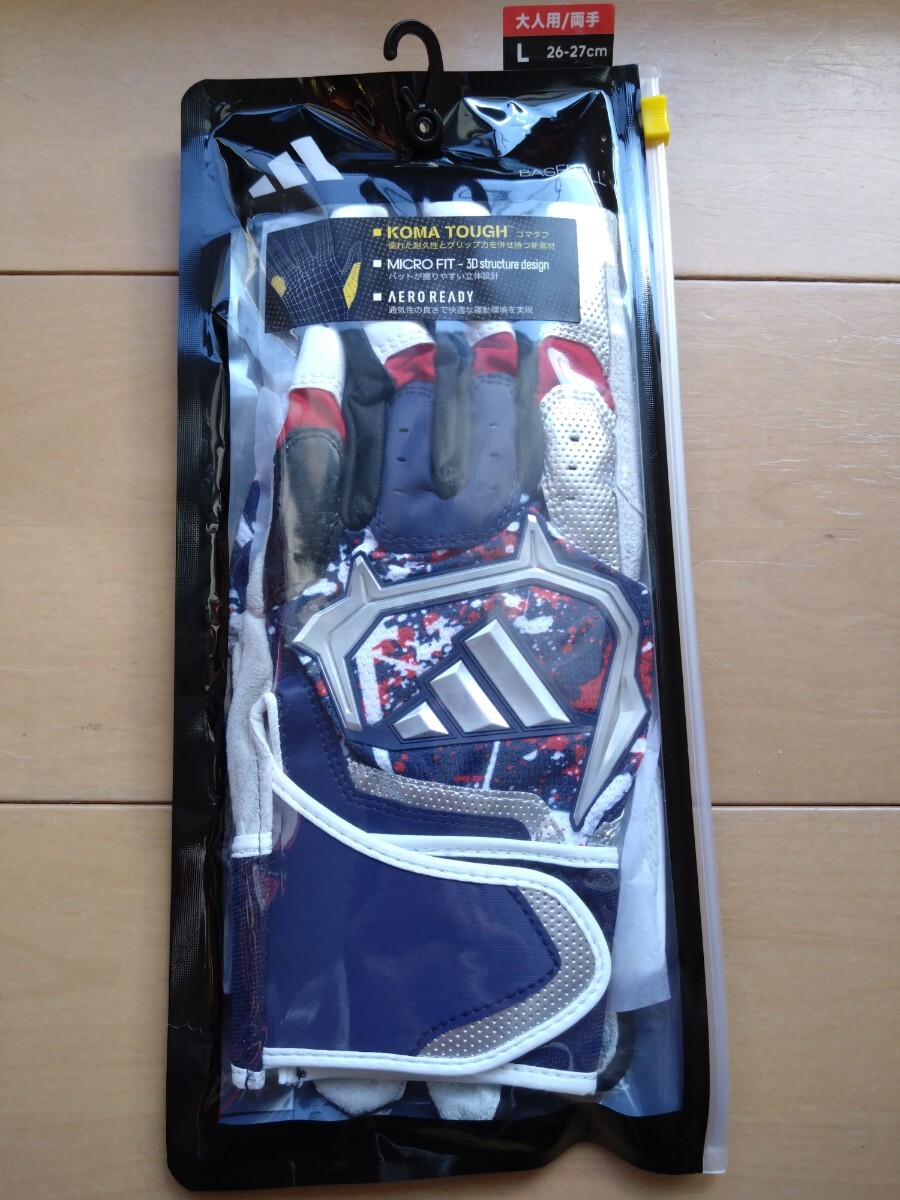 adidas アディダス バッティンググローブ Lサイズ 両手用 LBG302拍卖