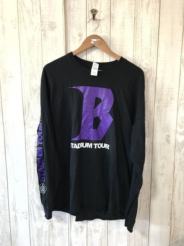 新着・【ジャスティン ビーバー】GILDAN STADIUM TOUR GR8 袖プリント ロンT L 黒 激レア BIEBER拍卖