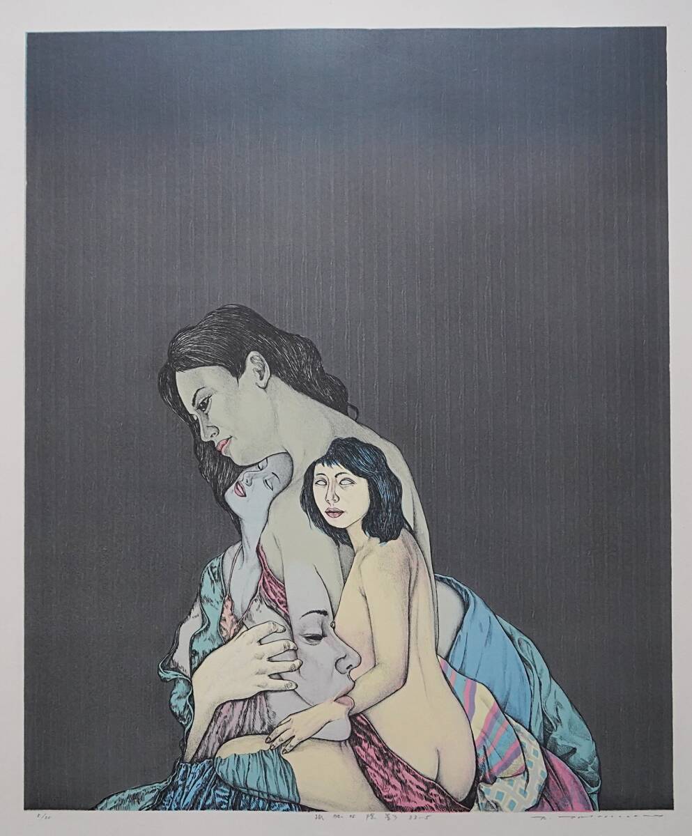 【真作】田村文雄 リトグラフ『孤独な陰影 83-5』 限定20部 1983年 直筆サイン入 ●日本版画協会会員 国際版画ビエンナーレ展受賞作家拍卖