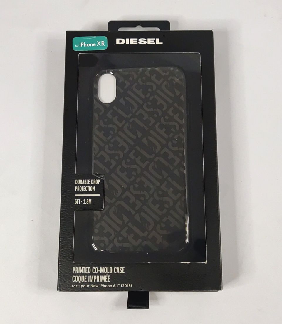 【送料無料】DIESEL iPhone XR用 軽量 ケース カバー (COMOLD CASE ロゴパターン ブラック バックホイル/バンパー Double-IML)拍卖