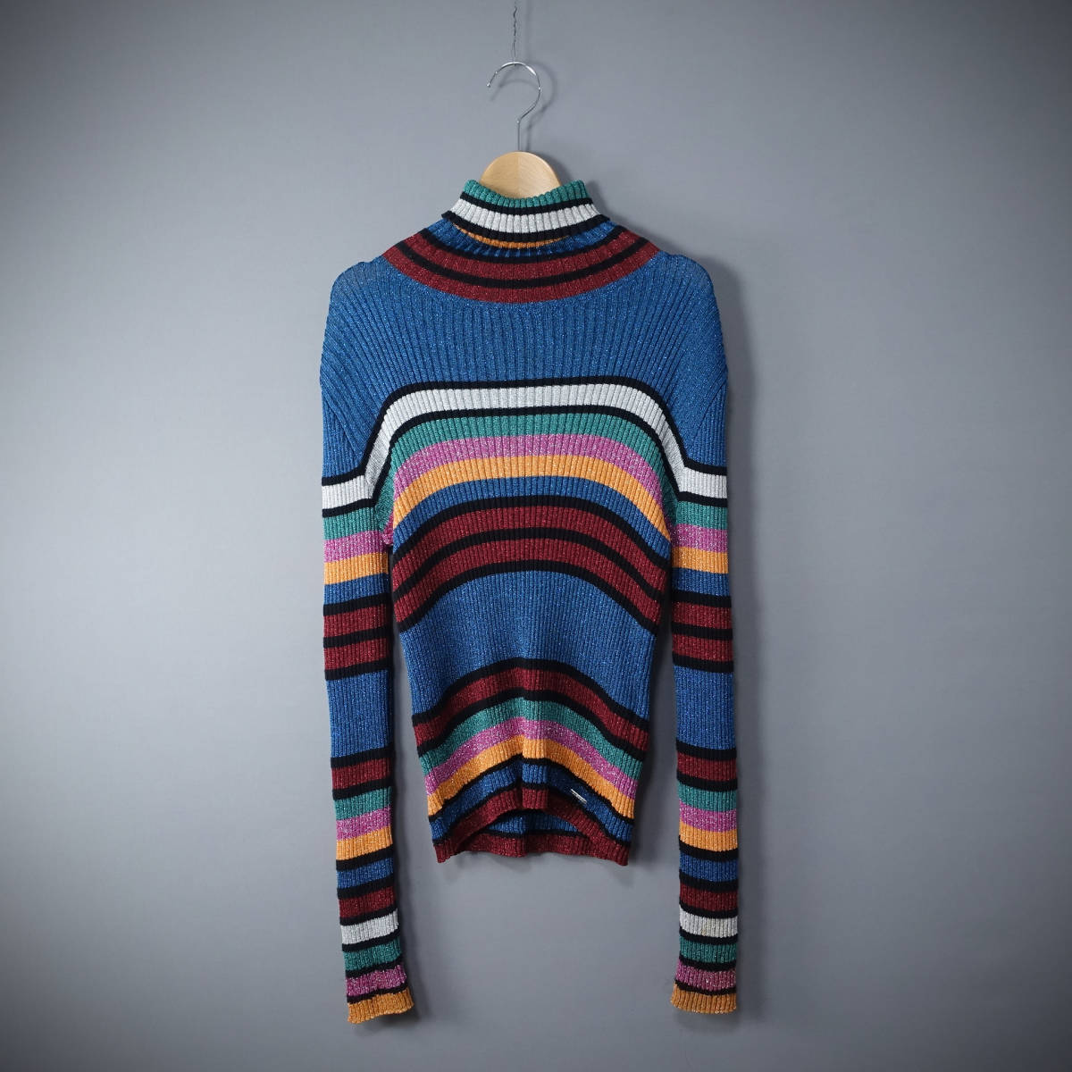 訳あり特価☆DIESEL/ディーゼル/イタリア製ラメニットセーター/ブルーベース/カットソー/タートルネック拍卖