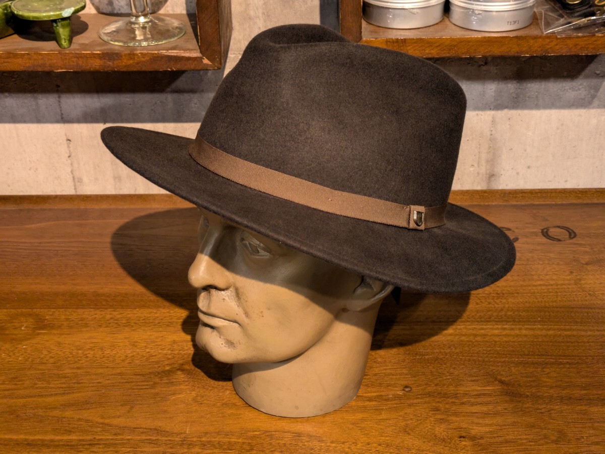新品!brixton ブリクストン 100%ウール ハット ブラック/ライトブラウン MESSER PACKABLE FEDORA アメカジ WOOL 折り曲げてもOK!アメカジ拍卖