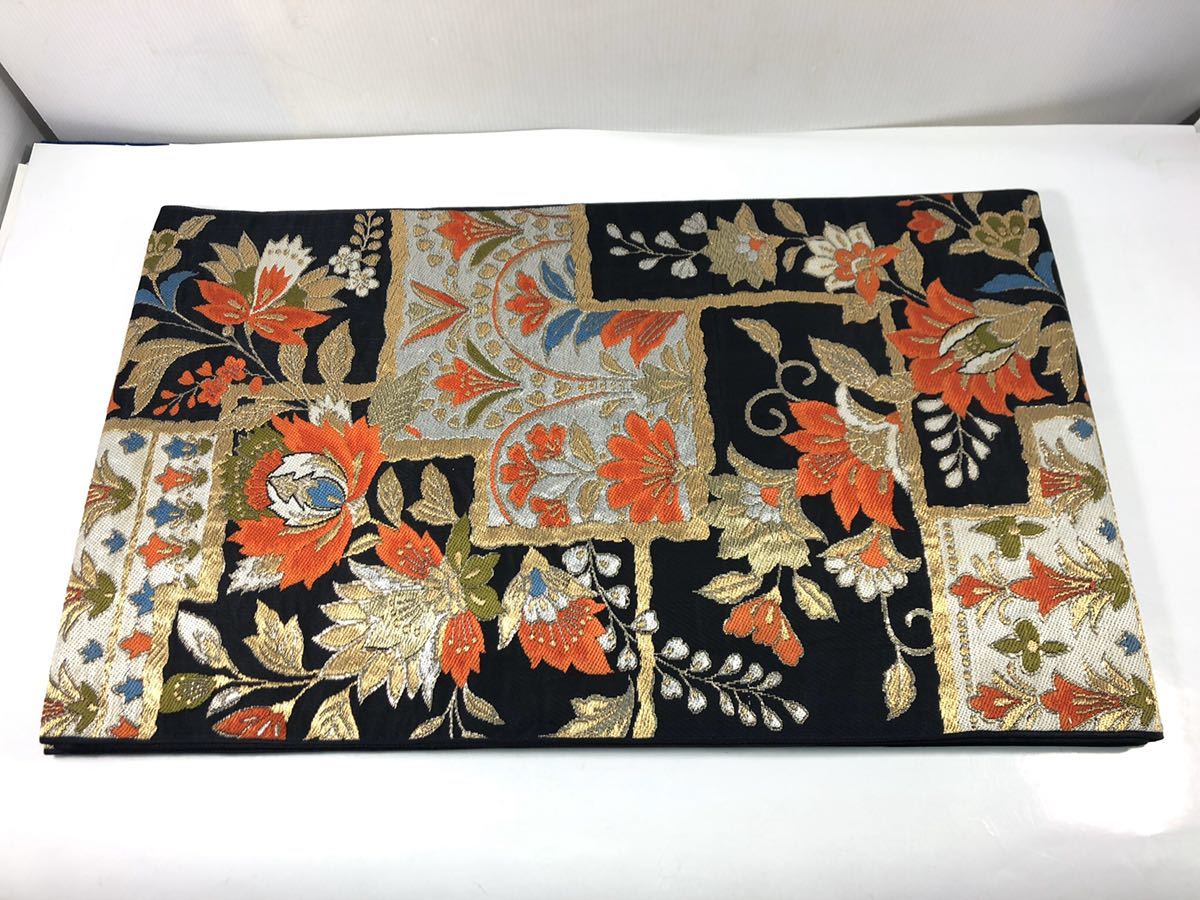 御仕立品 最高級 西陣織 金彩古代花文様 六通柄袋帯 老舗呉服屋にて購入♪214番拍卖