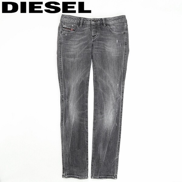 ◆DIESEL ディーゼル CUDDY ダメージ加工 ストレッチ スパンコール装飾 刺繍 ローライズ デニム パンツ ジーンズ 27拍卖