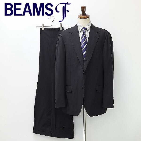 新品◆BEAMS F ビームスF ストライプ柄 3釦 スーツ セットアップ チャコールグレー 58 6R拍卖