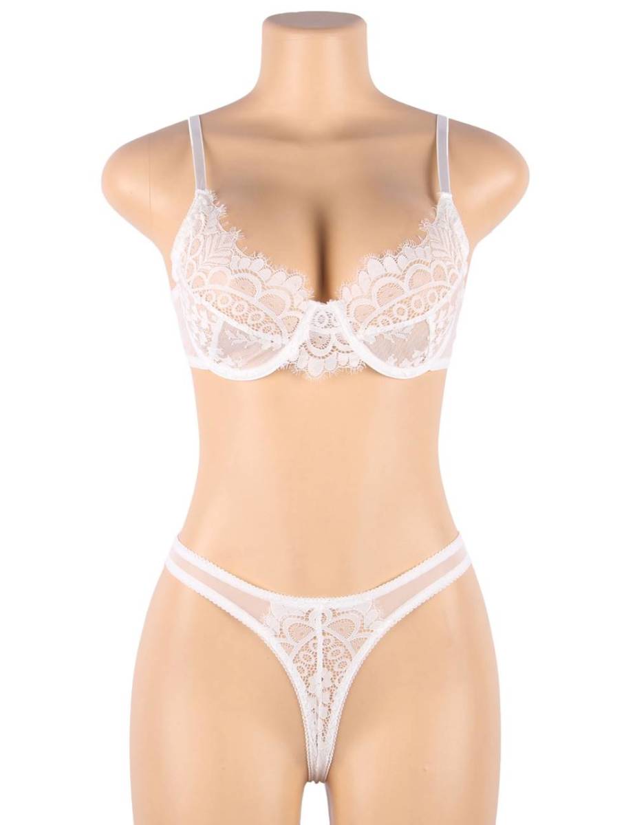 81049-2 XLサイズ ブラジャー ショーツ セット 白拍卖