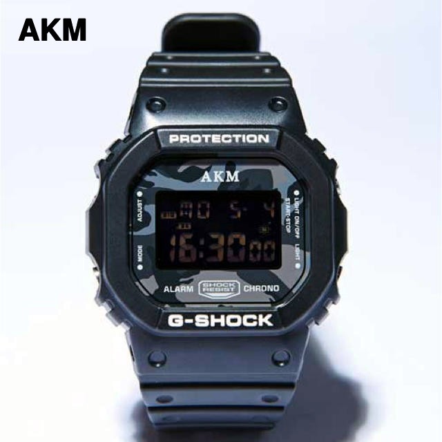 ¥18,000+Tax【CASIO AKM x G-SHOCK DW-5600 カシオ エイケイエム Gショック ブラック 迷彩 カモフラージュ 限定 腕時計 G122 AGS001】拍卖