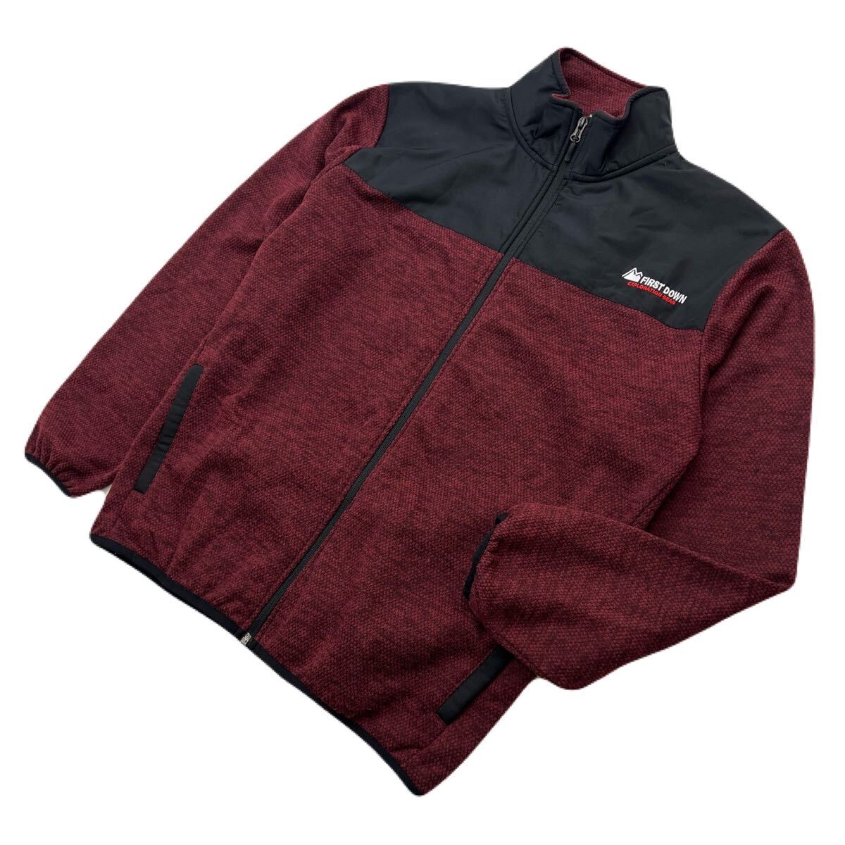 FIRST DOWN ☆ ファーストダウン フリースジャケット エンジ ブラック メンズ L 秋冬 登山 アウトドア キャンプ タウンユース 古着■AE349拍卖