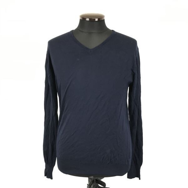 Made in Japan★NOLLEY'S★ウール/Vネック/長袖セーター【Mens size -48/L/紺/navy blue】sweater/Tops/Shirts◆BG978拍卖