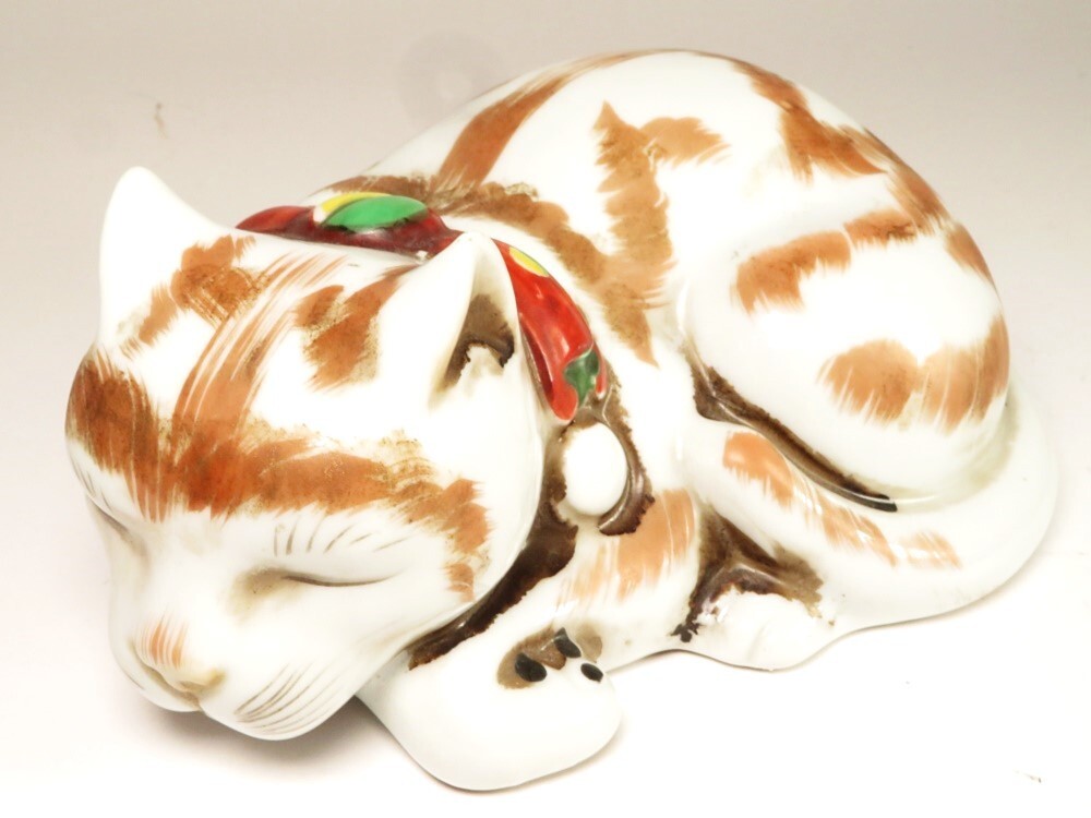 【9346】明治期 九谷焼 猫 置物③(初品・買取品)拍卖