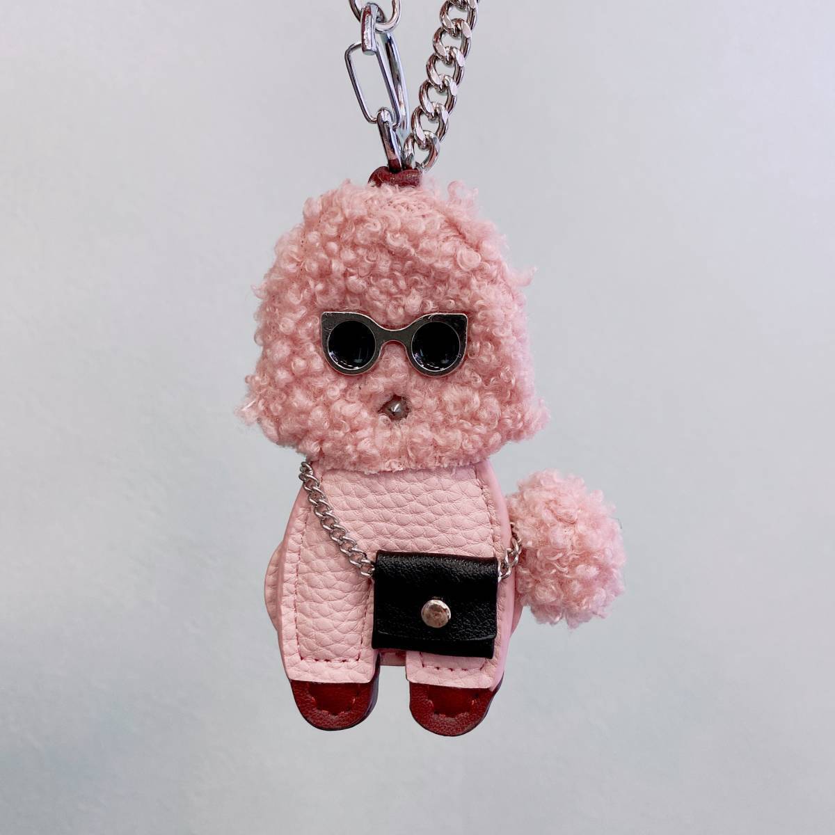 トイプードル バッグチャーム キーホルダー 犬 ドッグ フワフワ ピンク拍卖
