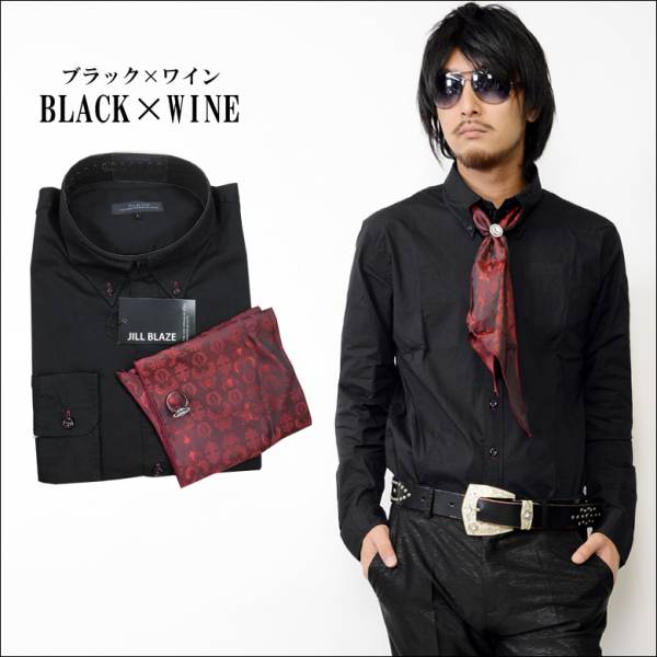 RMANICA総柄ストール付きドレスシャツ新品ブラックM拍卖