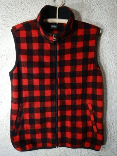 to7342 FIRST DOWN ファースト ダウン ジップ フリース チェック デザイン ベスト ジャケット 人気 アウトドア拍卖