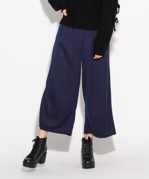 新品 PINK-latte コルセット風ワイドパンツ ネイビーピンストライプ(393) 02(M165cm) 定価3190円拍卖