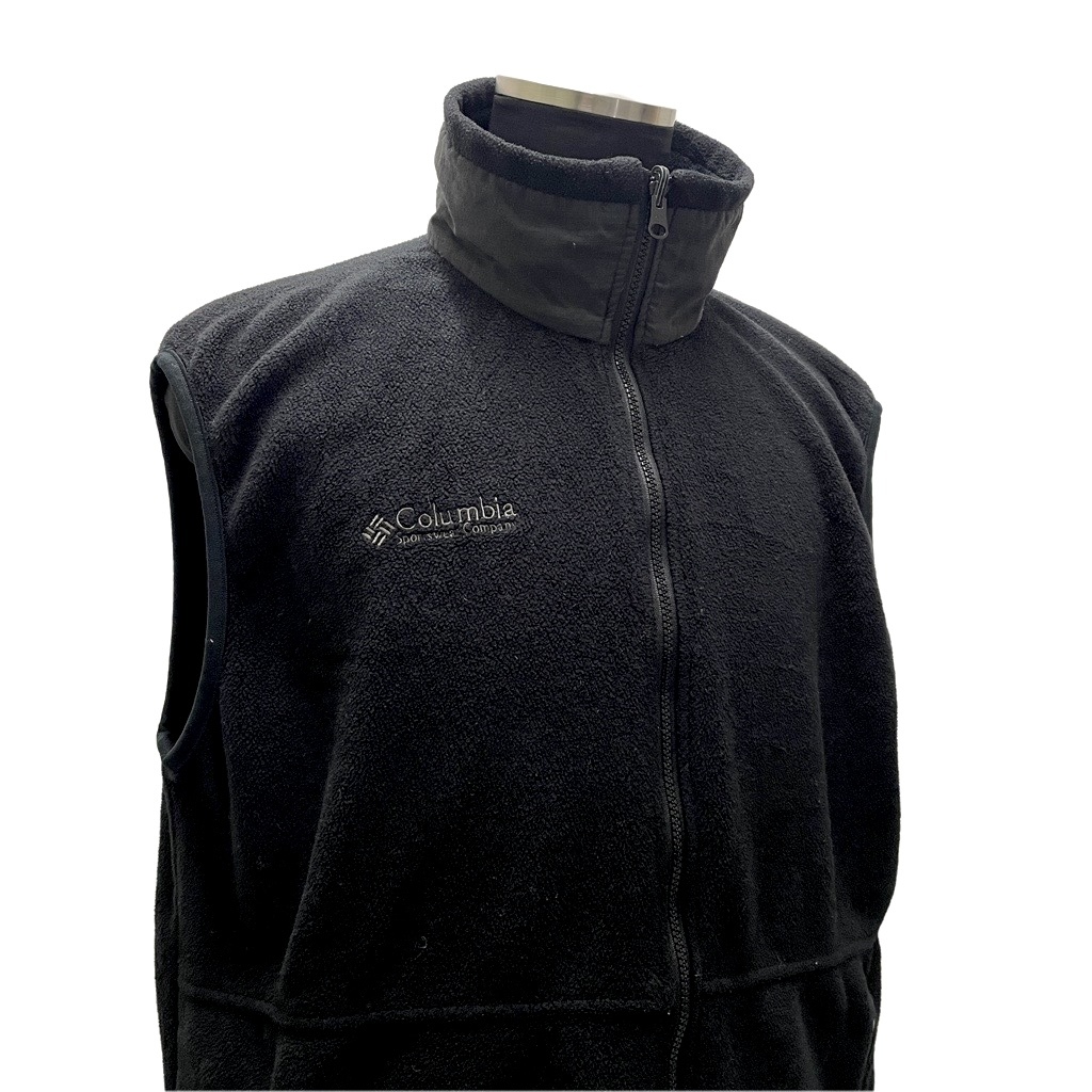 USA製 90’s Columbia フリース ベスト Lサイズ / 黒 無地 コロンビア フルジップ 90年代 オールド ヴィンテージ アウトドア拍卖