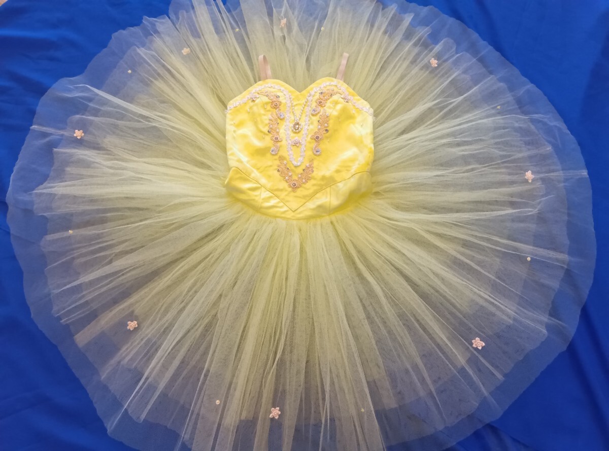 バレエ衣装 チュチュ 黄色 バレリーナ社製4号 デコレーションチュチュ 子供用 9-11歳 ★カナリアの精・元気の精・妖精などに★拍卖