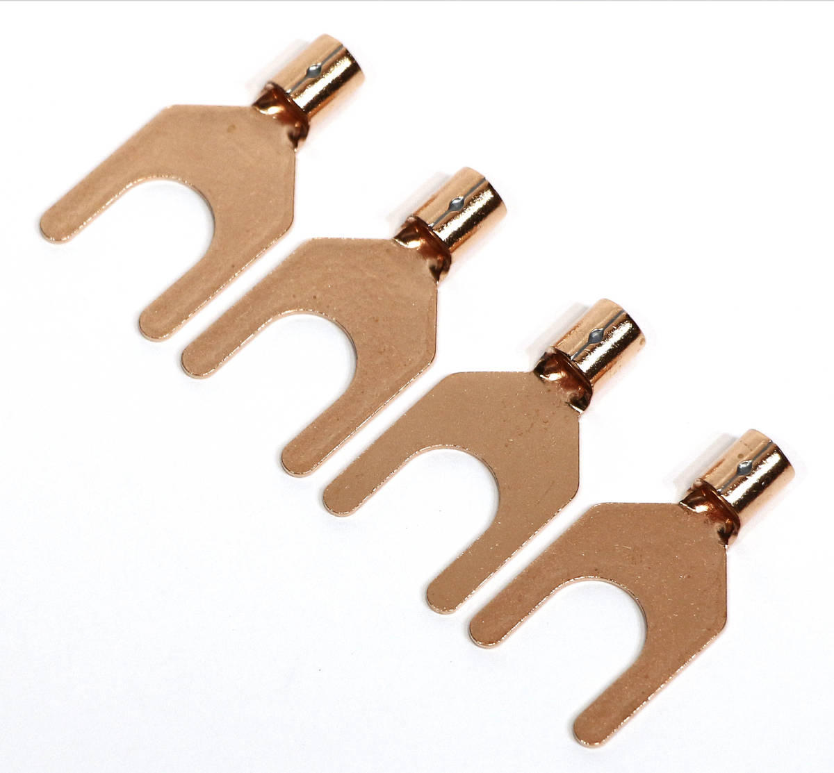 ネコポス無料! 非メッキ 高純度 OFC 無酸素銅 Yラグ圧着端子 無メッキ スペード端子 4個set 5.5Y-8拍卖