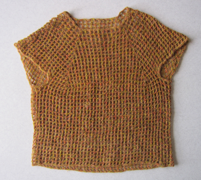 手編み ベスト 黄土色×オレンジ色系 モヘア ミックスカラー 拍卖