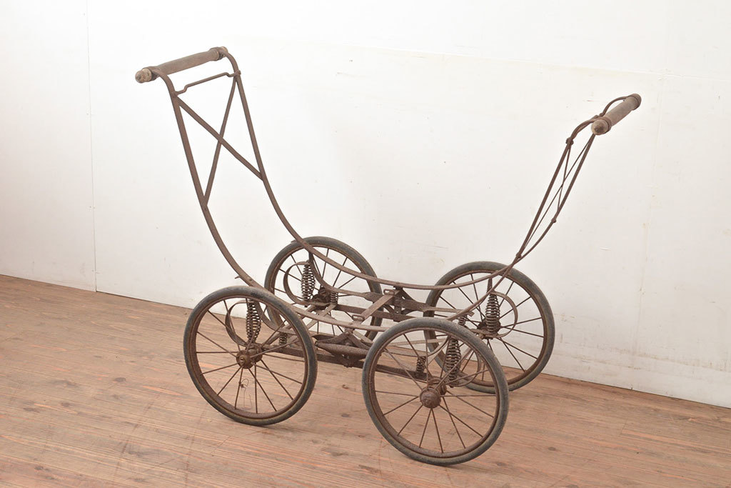 R-049296 アンティーク雑貨 和製アンティーク ジャンク品 珍品希少!大正時代の乳母車(ベビーカー)(R-049296)拍卖
