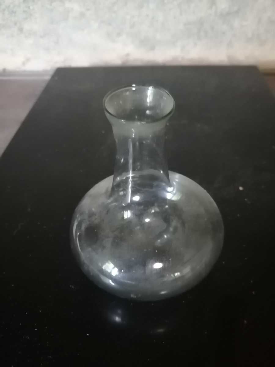 ガラス徳利 フラスコ型 大正〜昭和初期 吹きガラス 和ガラス 気泡 デキャンタ ビードロ 和硝子 酒器 徳利 G12A1 拍卖