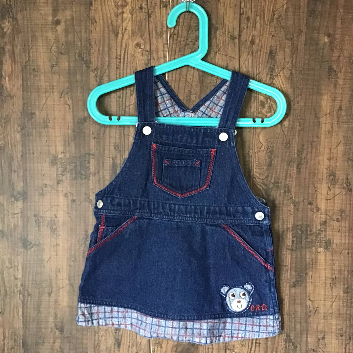 A355◇Tabatha CRAYON | タバサクレヨン デニムサロペット インディゴブルー サイズ90拍卖