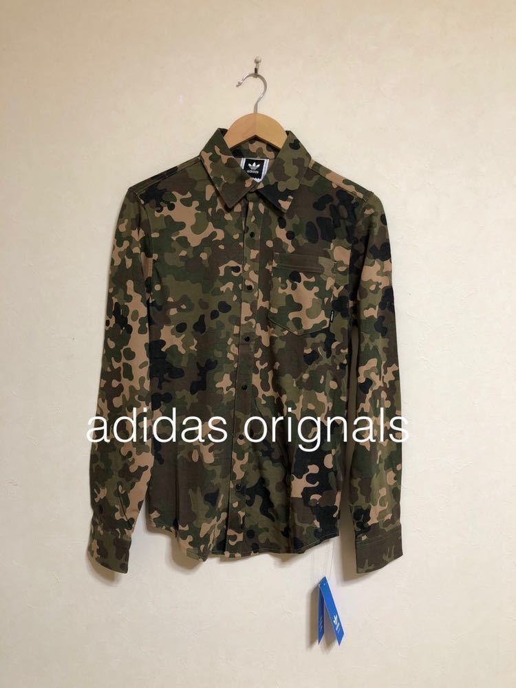 【新品】 adidas originals FLEX CAMO SHIRT アディダス オリジナルス スケートボーディング カモフラ シャツ トップス サイズS 長袖CE4691拍卖