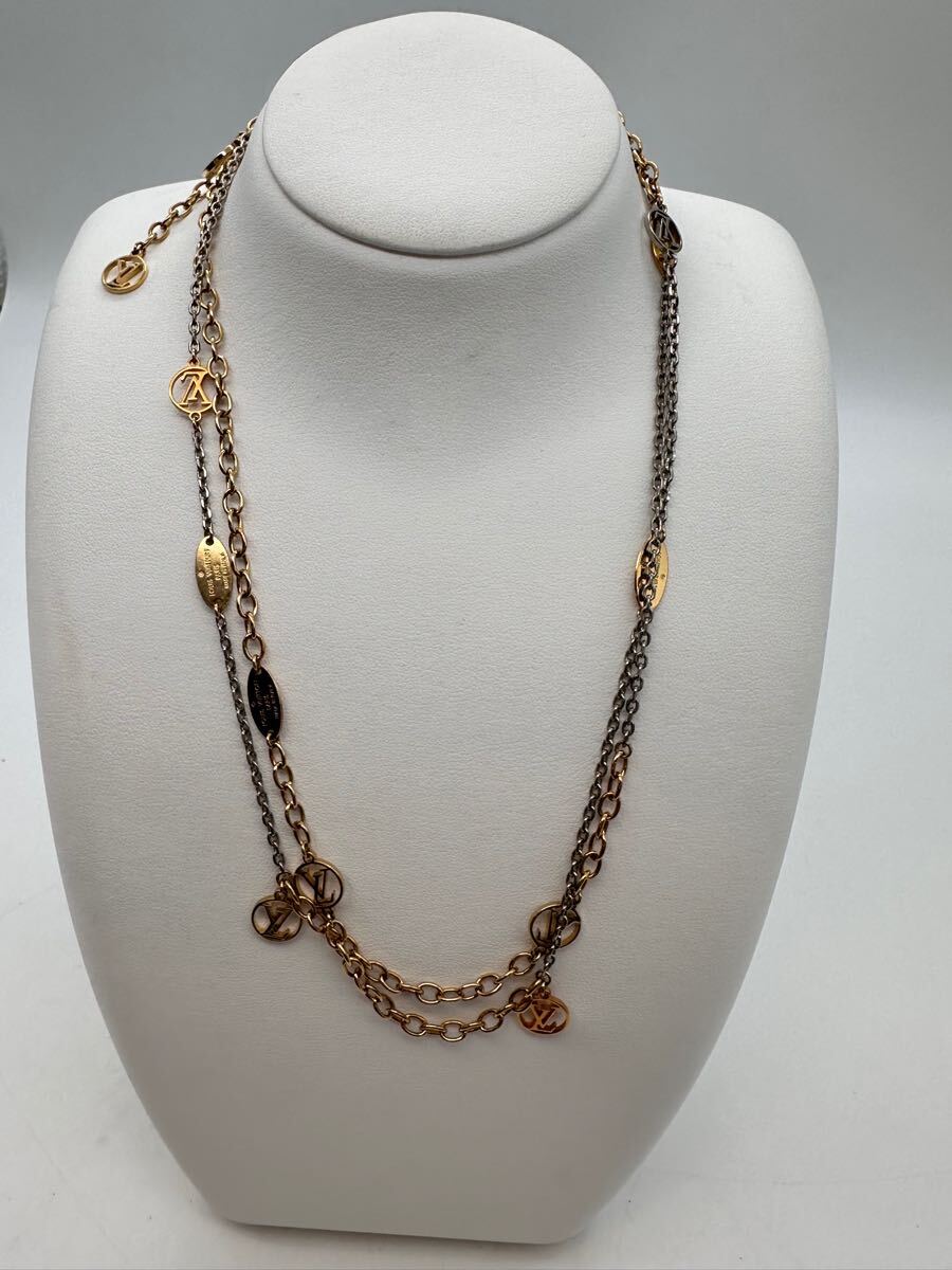 Y12004 LOUIS VUITTON LV ルイヴィトン ソートワール ロゴマニア ロングチェーン ネックレス拍卖