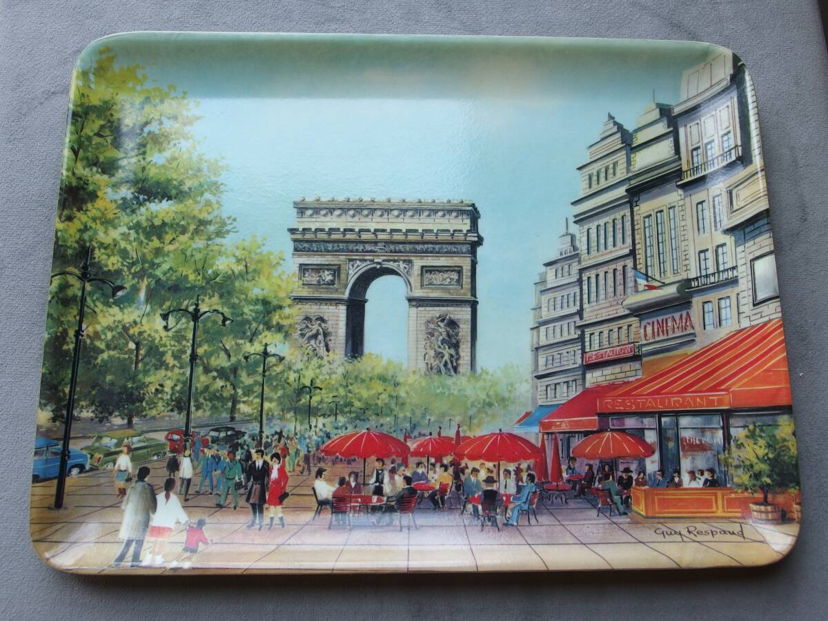 ヨーロピアン雑貨/欧州雑貨 フランス製 1960年代製 ヴィンテージ レトロ お盆 トレイ (凱旋門、Guy Respaud)拍卖