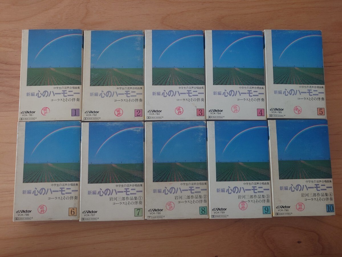 ★中学生の混声合唱曲集★新編心のハーモニー★コーラスとその伴奏★岩河三郎作品集★10カセットテープ★中古品★ケースに汚れ、押印あり拍卖