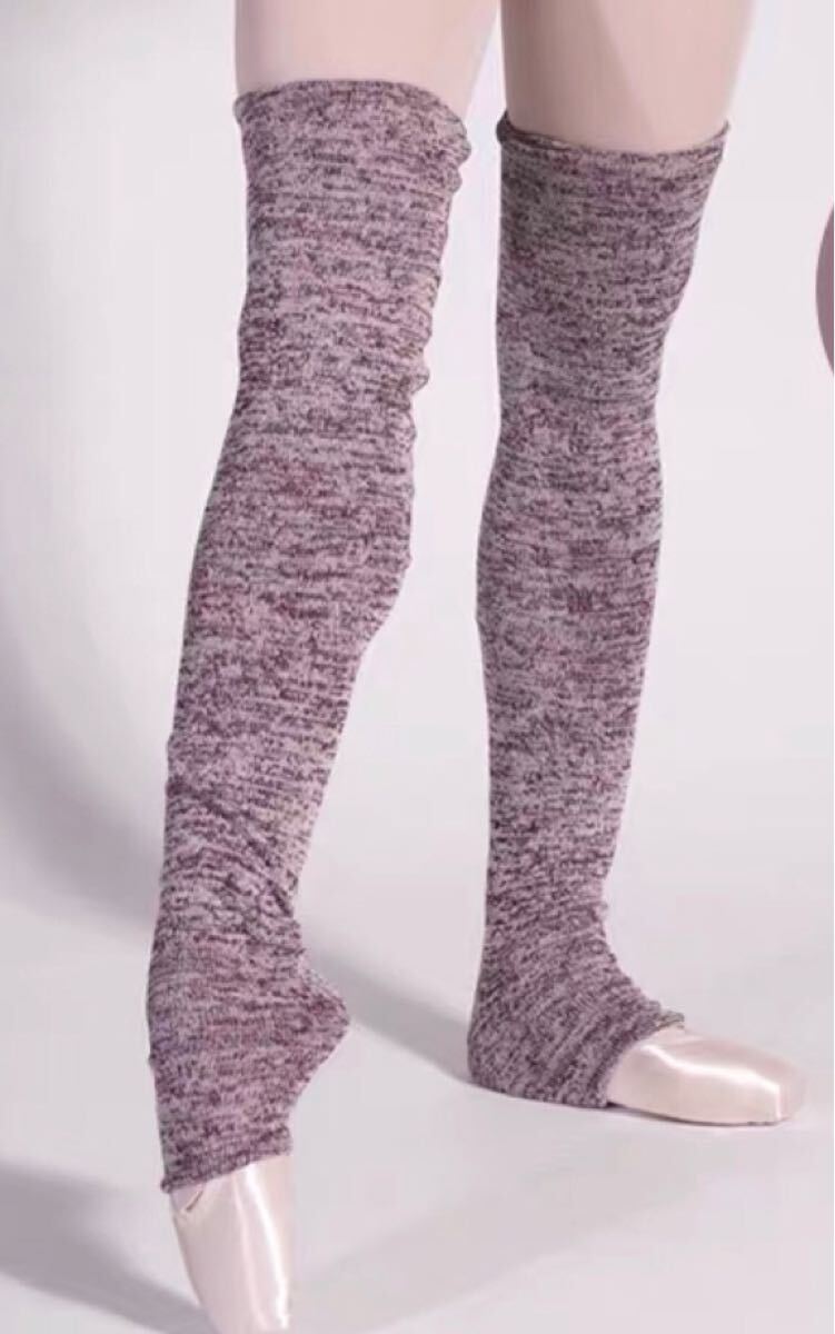 w036大人【フリー】バレエ・ダンス用ロングレッグウォーマー【パープル】♪大人気【TING】長さ75cm拍卖