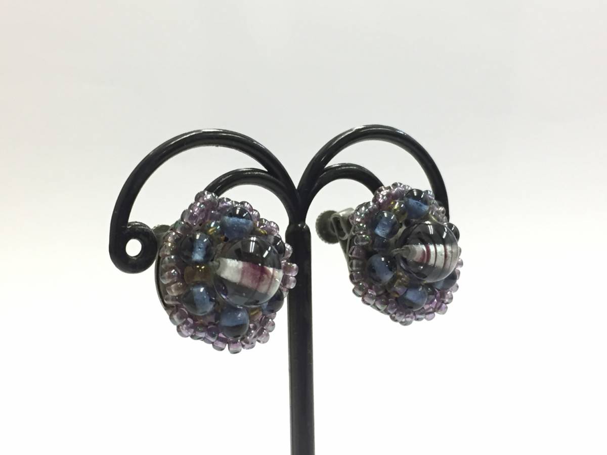 【イヤリング】約2cm ビーズ 花のような雰囲気 レトロモダン アンティーク調 800拍卖