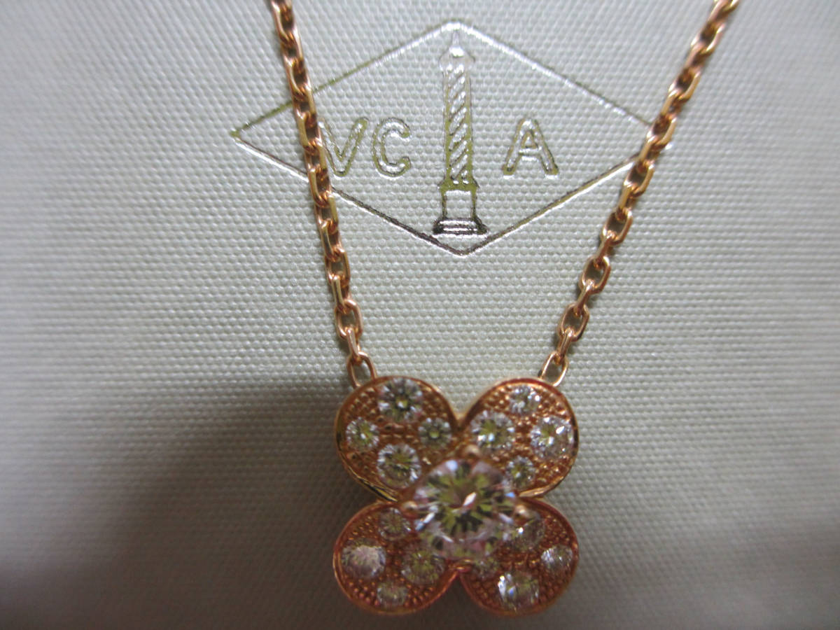 希少 ヴァンクリーフ&アーペル トレフル ダイヤモンド ネックレス K18 イエローゴールド拍卖