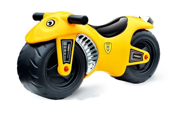 ☆車輪が太いので安定走行☆ レーサーバイクタイプ キックバイク 黄 ☆足蹴りバイク拍卖